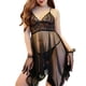 thumbnail image 1 of Conjunto de camisón transparente para mujer, camisón con cuello en V, ropa de dormir encantadora erótica con tanga, negro Scienceny XX0131-01B, 1 of 7