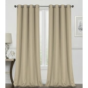 Regal Home Collections 2 Pack 100% Blackout Thermal Energy Saving Grommet Top Curtain Panels - Linen, 84 In. Long