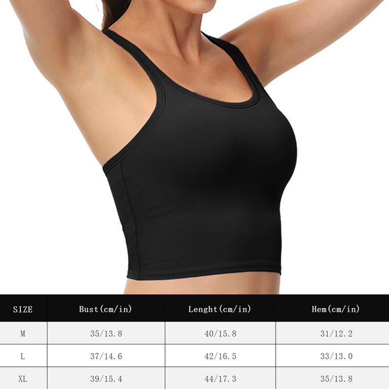 Bodychum Women's Sports Bra Racerback Sports Bra Crop Tank Top Longline  Padded Short Vest for Workout Running Yoga High Impact Support Seamless