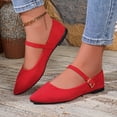 thumbnail image 5 of Hinvhai Pointed Toe Flats Suede Ballet Flat Shoes for Women Comfortable with Adjustable Strap Dressy Casual Flats for Work office Red 9.5(43), 5 of 7