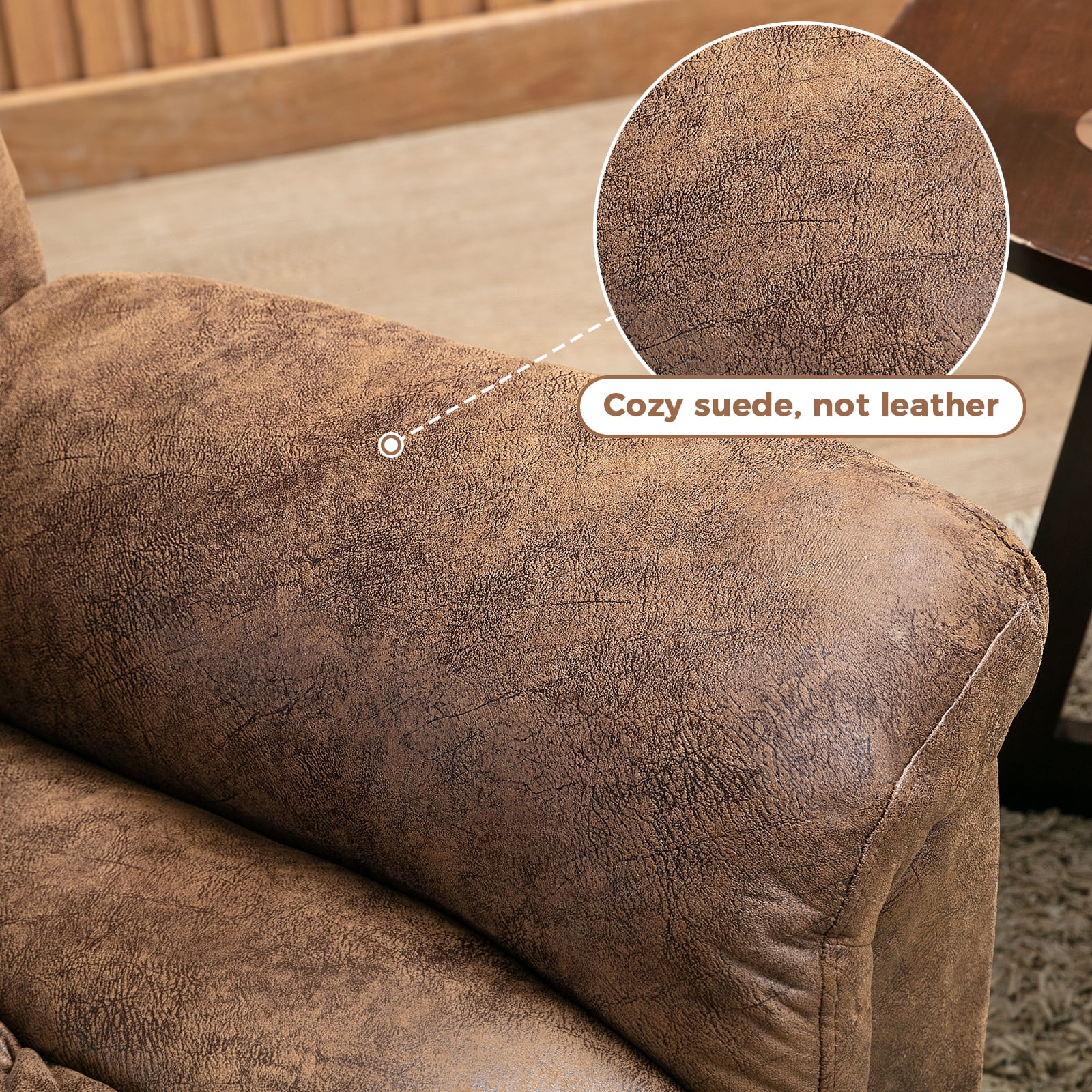 Bonzy Home Power Lift Chair Recliner for Elderly, Suede Fabric Heavy Duty Electric Lift Recliner with Massage,For tall men, Brown