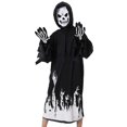 thumbnail image 6 of GYRATEDREAM Grim Reaper Costume Kids Boys Red Skull Reaper Cosplay Halloween Costume Scary Skeleton Outfit with Scythe Accessories for 4-6Y Black, 6 of 9