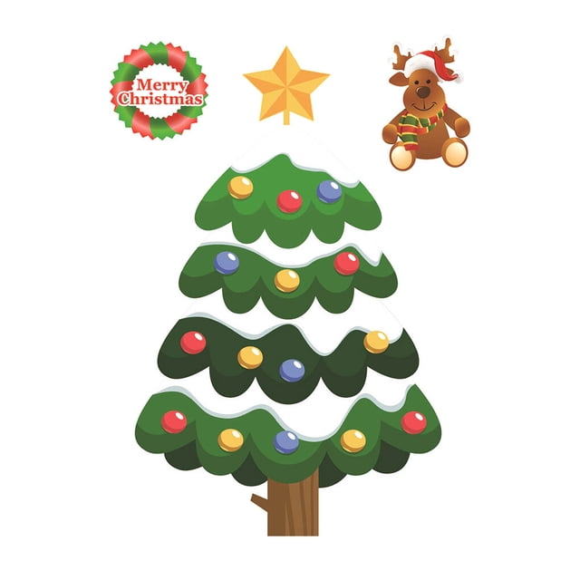 serony Christmas Static Sticker Fridge Window PVC Decal Home Office Shop Self-adhesive Decoration, Christmas Tree