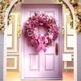 thumbnail image 1 of Feltree Pink Ribbon Door Cover for Breast Cancer Awareness 35x71 Inches, Reusable Decorative Banner for Door Wall Background, Lightweight Polyester Fabri, 1 of 8
