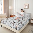 thumbnail image 3 of Homewish Kawaii Dog Paw Bone Queen Sheets,Gray Queen Sheet Sets,4 Pieces,1 Flat Sheet, 1 Fitted Sheet and 2 Pillowcases, 3 of 6