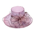 thumbnail image 5 of Women Organza Church Derby Hat Summer Ruffles Wide Brim Church Bridal Sun Hat Outdoor Styling Caps for Wedding Tea Party, 5 of 8