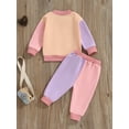 thumbnail image 6 of Hirigin Toddler Baby Girl Clothes 1T 2T 3T 4T 5T Fall Winter Outfits Funny Letter Long Sleeve Contrast Color Sweatshirt and Pants Sets, 6 of 8