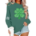 thumbnail image 5 of LEKWK St.Patricks Day Shirts Women Regular Fit Crew Neck Sweatshirts Long Sleeve Tops Distressed American Flag Shamrock Print Casual Wear, 5 of 6