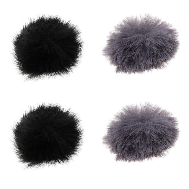 2 Pares Por Paquete Manguito De Parabrisas Artificial Con Cubierta Peluda En Exteriores O Adversos (2 X Negro, 2 X Gris)