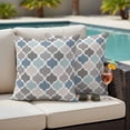 thumbnail image 5 of 2 Pack Outdoor Waterproof Throw Pillows, Vintage Morocco Plaid Lattice Decorative Square Pillow Case Patio Pillows for Chair Couch Sofa 18x18in, 5 of 9