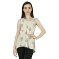 thumbnail image 1 of Inkmeso Haut d'Été Sans Manches Imprimé Basique pour Femmes Ourlet Haut-Bas Confortable Tee Long, 1 of 7