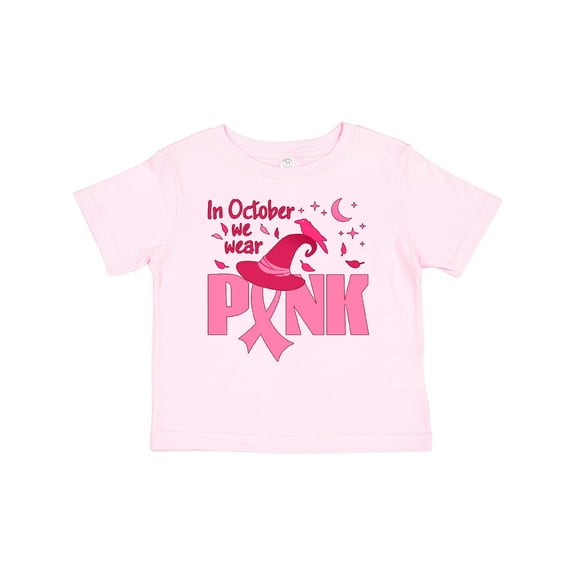 Inktastic In October We Wear Pink Breast Cancer Awareness with Witch Hat and Raven Boys or Girls Baby T-Shirt