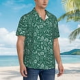 thumbnail image 5 of Xecao Green Christmas print Hawaiian shirt - a stylish short-sleeve button-down for men, perfect for casual beach and tropical outings., 5 of 9