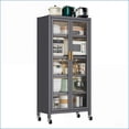 thumbnail image 3 of 65” Metal Kitchen Pantry Storage Cabinet, 6 Tier with Transparent Doors, Adjustable Shelves & Wheels, Gray | Sturdy Metal | Durable Metal, 3 of 9