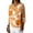 Orange, variant on Staron Women's Linen Top V-Neck Three Quarter Sleeve Loose Casual Blouse with Curved Hem, Blue M