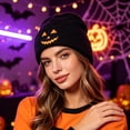 thumbnail image 5 of SYMOID Black Pumpkin Face Embroidered Cuffed Knit Beanie Men Women Hall-oween Winter Hats,Size, 5 of 5