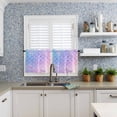 thumbnail image 6 of Mermaid Tail Kitchen Curtains Valance and Tier Set Rainbow Gradient Overlay Rod Pocket Short Curtains for Small Window 3 Pieces Set for Bedroom Bathroom Cafe (54" x 18"+27" x 24"), 6 of 7