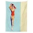 thumbnail image 3 of Ambesonne Vintage Woman Tablecloth Rectangular Table Cover, Sunbathing Beach, 60"x90", Multicolor, 3 of 4