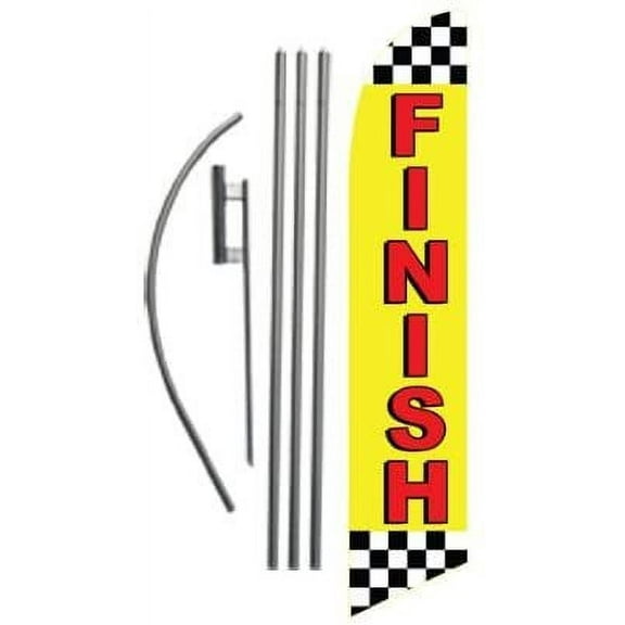 Finish Line Marker Advertising Feather Banner Swooper Flag Sign with Flag Pole Kit and Ground Stake
