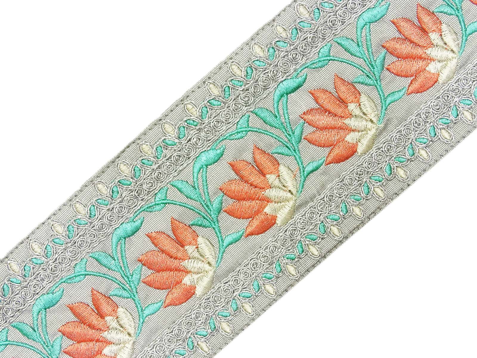 IBA Indianbeautifulart Beige Floral Laces for Crafts Dupion Trim Craft Supplies Border Lace by 3 Yard-3 Inch 