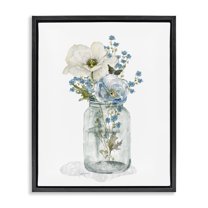 Stupell Industries Soft Flower Jar Botanical & Floral Painting Black Floater Framed Art Print Wall Art, 25 x 31
