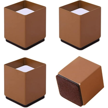 4 Pack Square Furniture Risers Steel Bed Riser, Edge Guard Lifts, Furniture,Table, Sofa and Bed,Brown,6*10cm