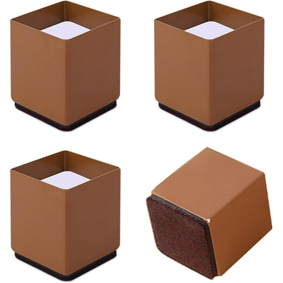 4 Pack Square Furniture Risers Steel Bed Riser, Edge Guard Lifts, Furniture,Table, Sofa and Bed,Brown,6*10cm