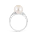 thumbnail image 2 of ANGARA Freshwater Cultured Pearl Ring with Pave-Set Diamonds in 14K White Gold for Women | June Birthstone, Birthday, Anniversary, Jewelry Gift for Women | Pearl Ring, 2 of 8