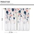 thumbnail image 3 of Navy Blue Pink Flower Kitchen Curtains Floral Watercolor Leaves Small Short Cafe Window Curtains Botanical Wildflower Rod Pocket Bathroom Drapes Treatment Tier Curtains (27.5x39 Inch), 3 of 6