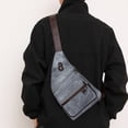 thumbnail image 3 of Bolso Pecho Antirrobo Bolso Bandolera Cuero PU Impermeable para Hombres Y Mujeres azul JShteea, 3 of 8