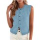 thumbnail image 3 of TaTaai Women's Button Front Knitted Vest Sleeveless Cropped Top Casual Solid Color Cardigan Style Short Waistcoat for Summer Daily Layering Fashion Wear Gift, 3 of 5
