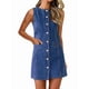thumbnail image 2 of Vestido Vaquero para Mujer, Sin Mangas, con Botones, Minivestido Informal de Verano con Bolsillo, Atuendos de Moda. Azul L, 2 of 10
