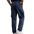 thumbnail image 4 of Big and Tall Cargo Pants for Men Corduroy Straight Leg Relaxed Fit Multi Pocket Drawstring Casual Travel Trousers, 4 of 7