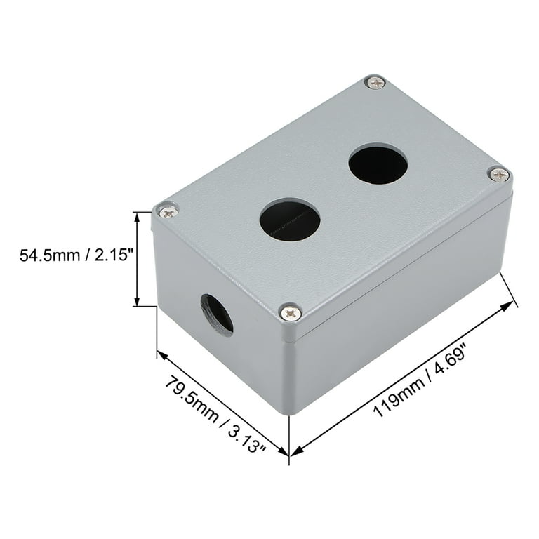 Push Button Switch Control Station Box 22mm 2 Button Hole Gray
