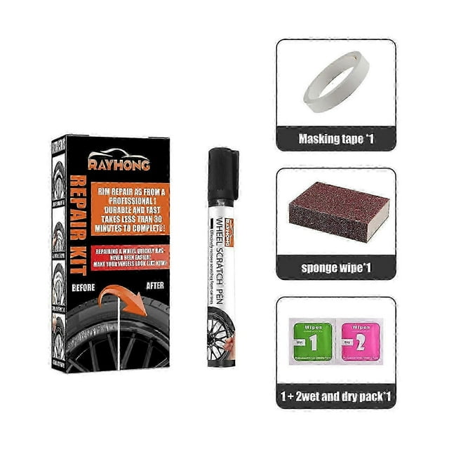 Car Wheel Rim Scratch Repair Pen Touch Up Paint Tool Black Car Accessories Kit