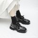 thumbnail image 4 of Primavera 2024, zapatos de cuero de suela gruesa para mujer de estilo británico a la moda, diseño de punta cuadrada, tacones gruesos, serie negra, cuero genuino. 38, 4 of 5