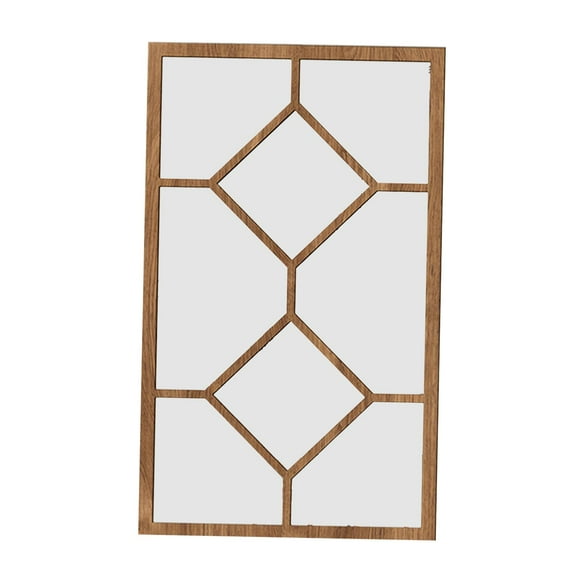 Siruishop Imitation Window Wall Mirror Home Decor Easy to Use Ideal Gift Modern Decorative Wooden Color