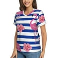 thumbnail image 5 of Yiaed Flamingo Print Women's T Shirt V-Neck Short Sleeve Shirt Casual Breathable Tee Summer Tops-Large, 5 of 5