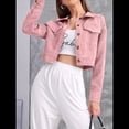 thumbnail image 4 of Chaqueta Informal Retro de Larga con Solapa y Botones de para Mujer Rosa L, 4 of 8