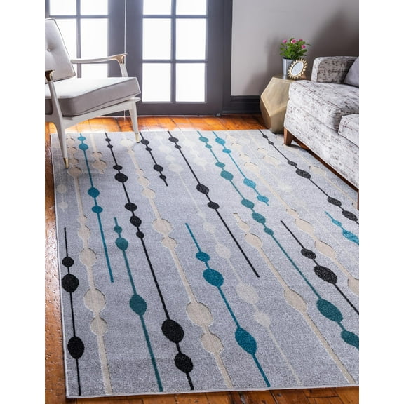 Unique Loom Outdoor Modern Collection Area Rug - Seattle (4' 1" x 6' 1" Rectangle Gray/Black)