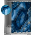 thumbnail image 3 of Navy Blue Marble Shower Curtains for Bathroom Waterproof Fabric Bath Curtains Decor Bath Tub Curtain Contemporary Abstract Ink Painting Decorative Shower Curtain Sets with 12 Hooks, 72x72 Inch, 3 of 6