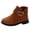 Brown, variant on Y-Sunset Girls Ankle Boots Side Zipper Low Heel Combat Boots Anti- Dress Shoes Warm Suede Winter Shoes with Buckles