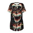 thumbnail image 7 of Ratiio Glitch Screaming Skull Print Womens Pajama Sets 2 Piece Soft Short Sleeve Top and Shorts Sleepwear Round Neck Pjs Lounge Set, 7 of 7