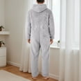 thumbnail image 5 of SUYIDA Men's Hooded Onesie Pajamas Lightweight Fuzzy Fleece Zip Up Jumpsuit Long Sleeve Long Pants One Piece Pjs, 5 of 6