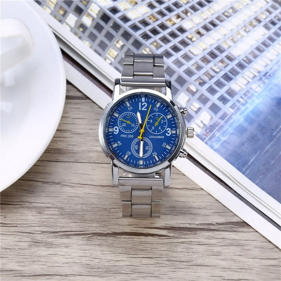 Wristwatch  Analog Wristwatches Men Male Analog Watch Stainless Steel Band Alloy Case Wristwatch Blue