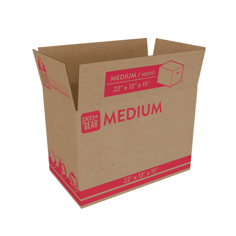 Pen+Gear Medium Moving Boxes, 22L x 13W x 15.5H, Kraft