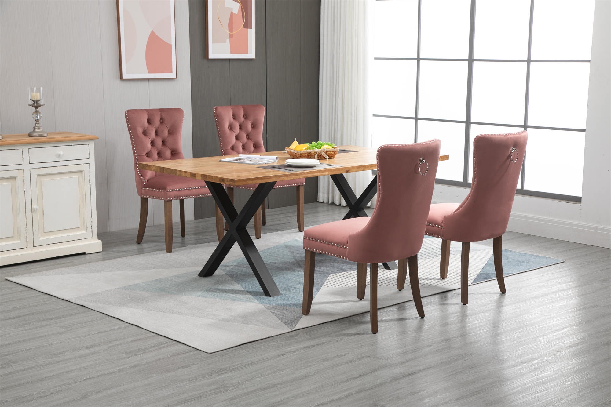 Dining Chairs Set of 2, Upholstered WingBack Button Tufted Armless