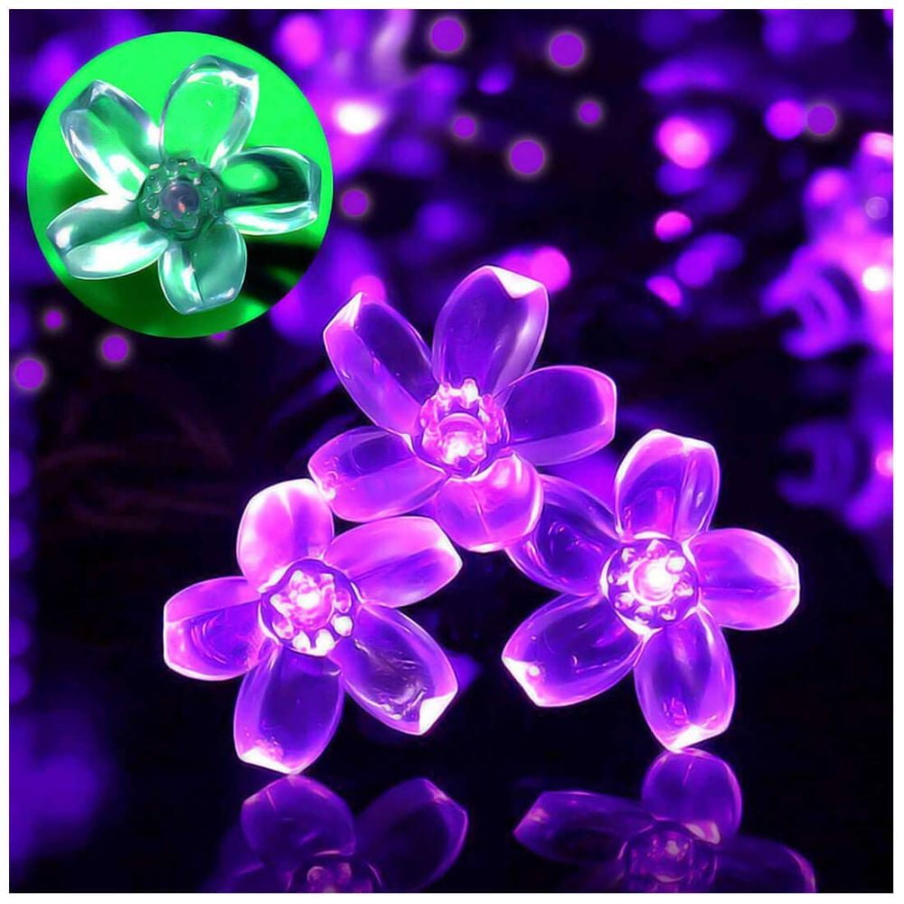Solar Outdoor String Lights 50 LED Flower Shaped Christmas Lights Fairy
