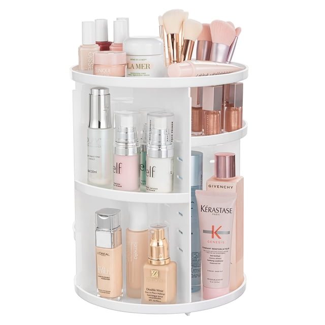 Organizador de maquillaje HBlife 360, giratorio, ajustable, blanco