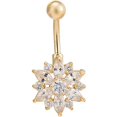 thumbnail image 1 of CZ Flower Belly Button Ring - Surgical Steel Vibrant Rhinestone Flower Navel Rings Plated in 18k Gold - Diamond Short Chrysanthemum Belly Piercing Jewelry - -, 1 of 6